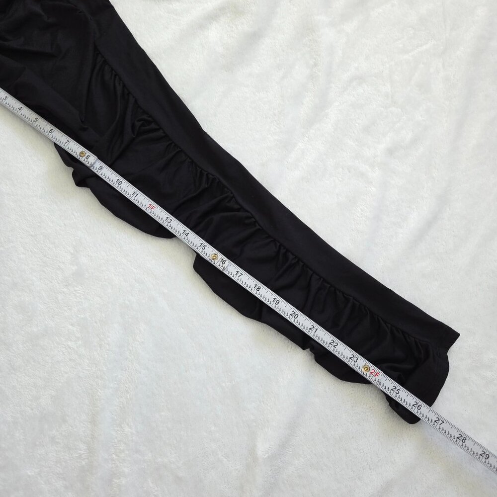 Zara Black Ruched Leggings Medium Subversive Cyber Y2K Goth Grunge High Rise - Picture 9 of 10